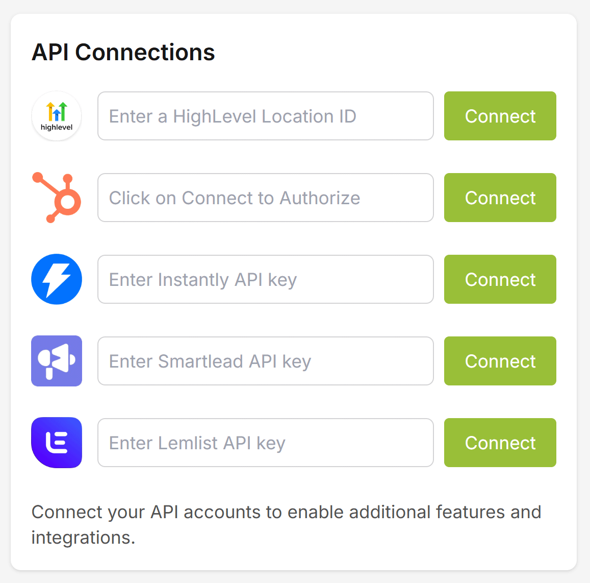 Lead Scrape API Integrations Interface