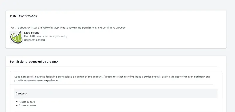 GoHighLevel OAuth authorization screen for Lead Scrape